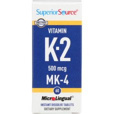 SUPERIOR SOURCE: Vitamin K-2 500mcg MK4, 60 tb