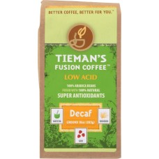 TIEMANS FUSION: Semi Dark Decaf Fusion Ground Coffee, 10 oz
