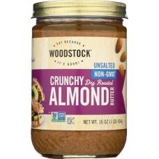 WOODSTOCK: Almond Butter Unsalted Crunch, 16 oz