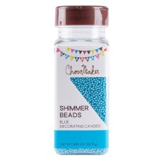 CHOCOMAKER: Shimmer Beads Blue Decorating Candies, 3.63 oz
