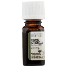 AURA CACIA: Organic Citronella Pure Essential Oil, 0.25 oz