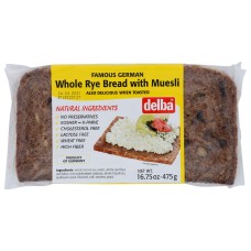 DELBA: Whole Rye Bread With Muesli, 16.75 oz