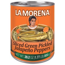 LA MORENA: Sliced Green Pickled JalapeÃ±o Peppers, 28.2 oz