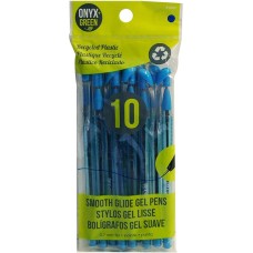 ONYX & GREEN: Hybrid Oil-Based Blue Ink Pens, 10 pc