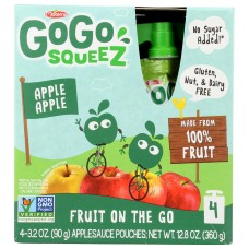 GOGO SQUEEZ: Apple Apple Fruit On The Go Pouch 4Pk, 12.8 oz