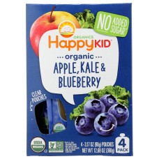 HAPPY KID: Apple Kale Blueberry 4 Pack Pouches, 12.68 oz