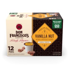 DON FRANCISCOS COFFEE: Medium Roast Vanilla Nut Coffee Pods, 4.02 oz