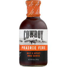 COWBOY CHARCOAL: Prairie Fire Hot & Spicy BBQ Sauce, 18 oz