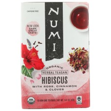 NUMI TEAS: Organic Hibiscus Herbal Teasan, 16 bg