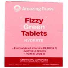 AMAZING GRASS: Fizzy Green Tablets Hydrate Strawberry Lemonade, 1 bx