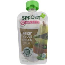 SPROUT: Pear Kiwi Peas Spinach Organic Baby Food, 3.5 oz