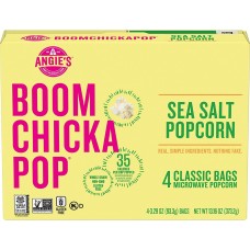 ANGIES: BOOMCHICKAPOP Sea Salt Microwave Popcorn 4 Classic Bags, 13.16 oz