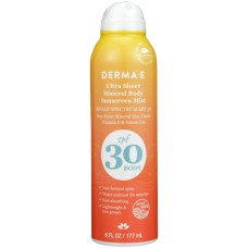 DERMA E: Spf 30 Ultra Sheer Mineral Body Sunscreen Mist, 6 oz