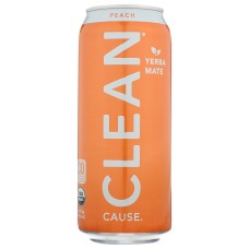 CLEAN CAUSE: Peach Sparkling Yerba Mate Tea, 16 fo