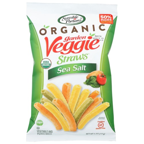 SENSIBLE PORTIONS Organic Garden Veggie Straws Sea Salt, 5 oz