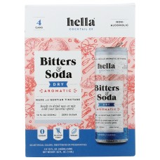 HELLA COCKTAIL: Bitters & Soda Dry Aromatic 4Pk, 48 fo