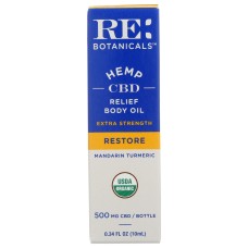 RE BOTANICALS: Mandarin Turmeric Extra Strength Relief Body Oil, 0.34 oz
