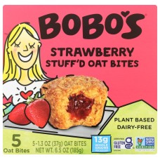 BOBOS OAT BARS: Bites Stuffed Strawberry 5Pc, 6.5 OZ