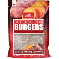 BARK AND HARVEST: Beef & Sweet Potato Superfood Burgers, 6 oz
