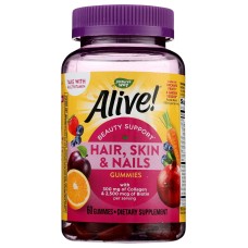 NATURES WAY: Alive Hair Skin Nail Gummies, 60 ea