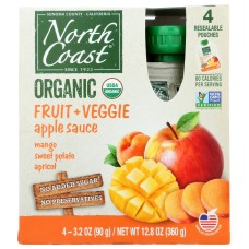 NORTH COAST: Organic Apple Sauce Mango Sweet Potato Apricot Flavor, 4 ea