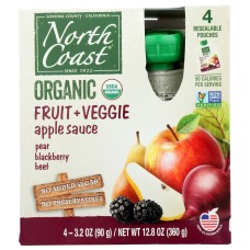 NORTH COAST: Organic Apple Sauce Pear Blackberry Beet Flavor, 4 ea