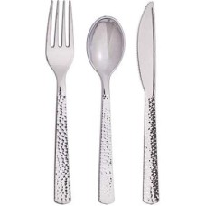 SENSATIONS: Metallic Assorted Plastic Cutlery, 24 ea