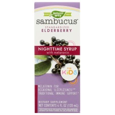 NATURES WAY: Sambucus Elderberry Night Time Syrup For Kids, 4 fo