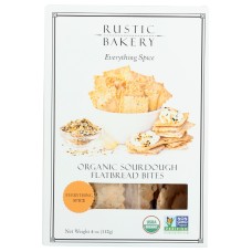 RUSTIC BAKERY: Everything Spice Organic Sourdough Flatbread Bites, 4 oz
