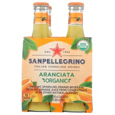 SAN PELLEGRINO: Organic Aranciata 4 Pack (6.75 Ounce Each) Sparkling Beverage, 27 fo
