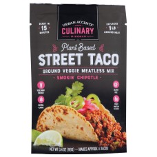 URBAN ACCENTS: Smokin Chipotle Plant Based Street Taco Ground Veggie Meatless Mix, 3.4 oz