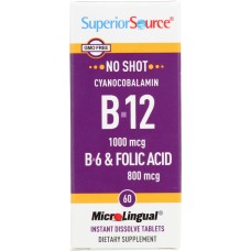 SUPERIOR SOURCE: B12 1000Mcg B6 2Mg Folic, 60 tb