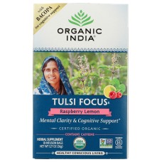 ORGANIC INDIA: Raspberry Lemon Tulsi Focus, 18 bg