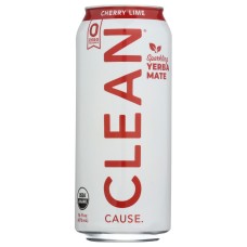 CLEAN CAUSE: Cherry Lime Sparkling Yerba Mate, 16 fo