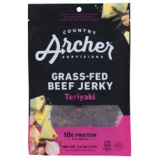 COUNTRY ARCHER: Teriyaki Grass Fed Beef Jerky, 2.5 oz