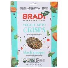 BRADS PLANT BASED: Black Pepper Veggie Keto Crisps, 4 oz