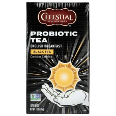 CELESTIAL SEASONINGS: Probiotic English Breakfast Black Tea With Caffeine, 18 bg