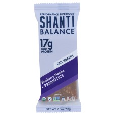 SHANTI: Blueberry Matcha Plus Prebiotics Bar, 2 oz