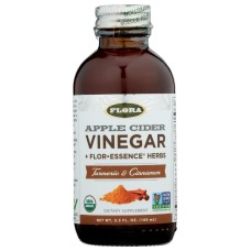FLORA HEALTH: Turmeric & Cinnamon Apple Cider Vinegar, 3.3 fo