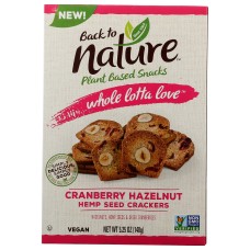 BACK TO NATURE: Plant Based Whole Lotta Love Cranberry Hazelnut Hemp Seed Crackers, 5.25 oz