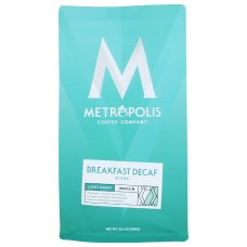 METROPOLIS COFFEE: Breakfast Decaf Blend Light Roast Whole Bean Coffee, 10.5 oz