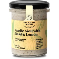 DELICIOUS AND SONS: Garlic Aioli With Basil And Lemon, 6.35 oz