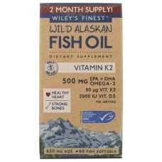WILEYS FINEST: Vitamin K2 Wild Alaskan Fish Oil, 60 sg