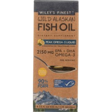 WILEYS FINEST: Peak Omega 3 Liquid Wild Alaskan Fish Oil, 4.23 oz
