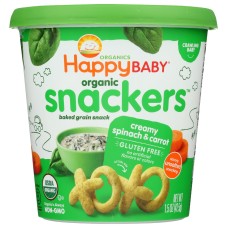 HAPPY BABY: Organic Snackers Creamy Spinach And Carrot Baked Grain Snack, 1.5 oz