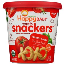 HAPPY BABY: Organic Snackers Tomato And Basil Baked Grains Snack, 1.5 oz
