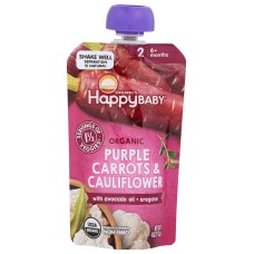 HAPPY BABY: Organic Purple Carrots And Cauliflower With Avocado Oil And Oregano, 4 oz