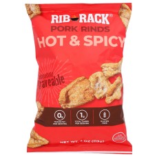 RIB RACK: Hot & Spicy Pork Rinds, 4 oz