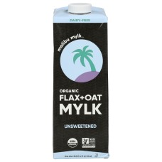 MALIBU MYLK: Unsweetened Organic Flax Oat Milk, 33.8 fo