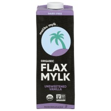 MALIBU MYLK: Unsweetened Vanilla Organic Flax Milk, 33.8 fo